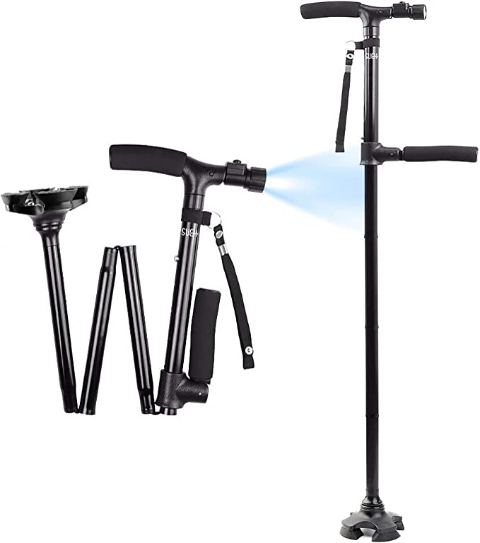 (🔥Last Day Promotion-SAVE 50% OFF)-Aluminum Alloy With LED Light Non-Slip Height Adjustable Foldable Walking Stick-BUY 2 GET 10% OFF & FREE SHIPPING