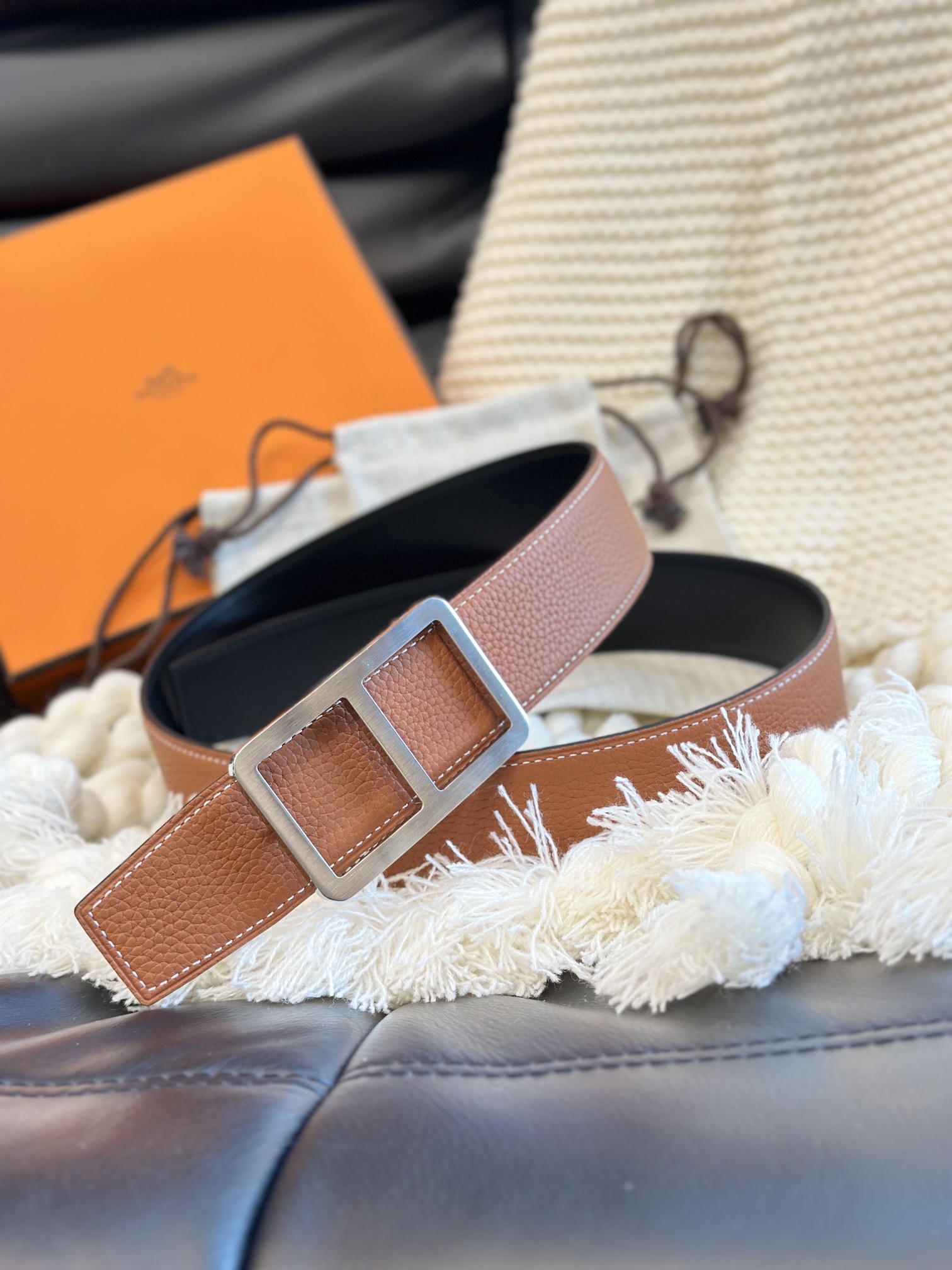 Hermès Men's Double-Faced Cowhide Belt