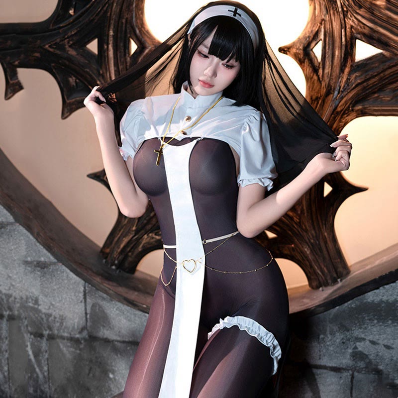 Nun Cross Backless Jumpsuit Lingerie