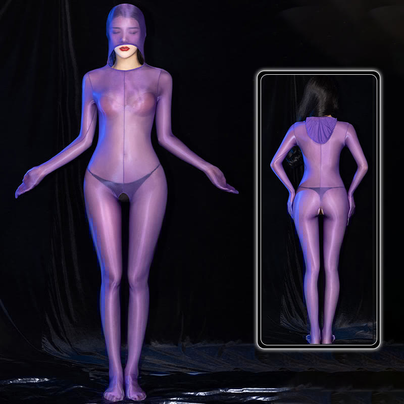 Sexy One-Piece See-through Hooded Jumpsuit Lingerie