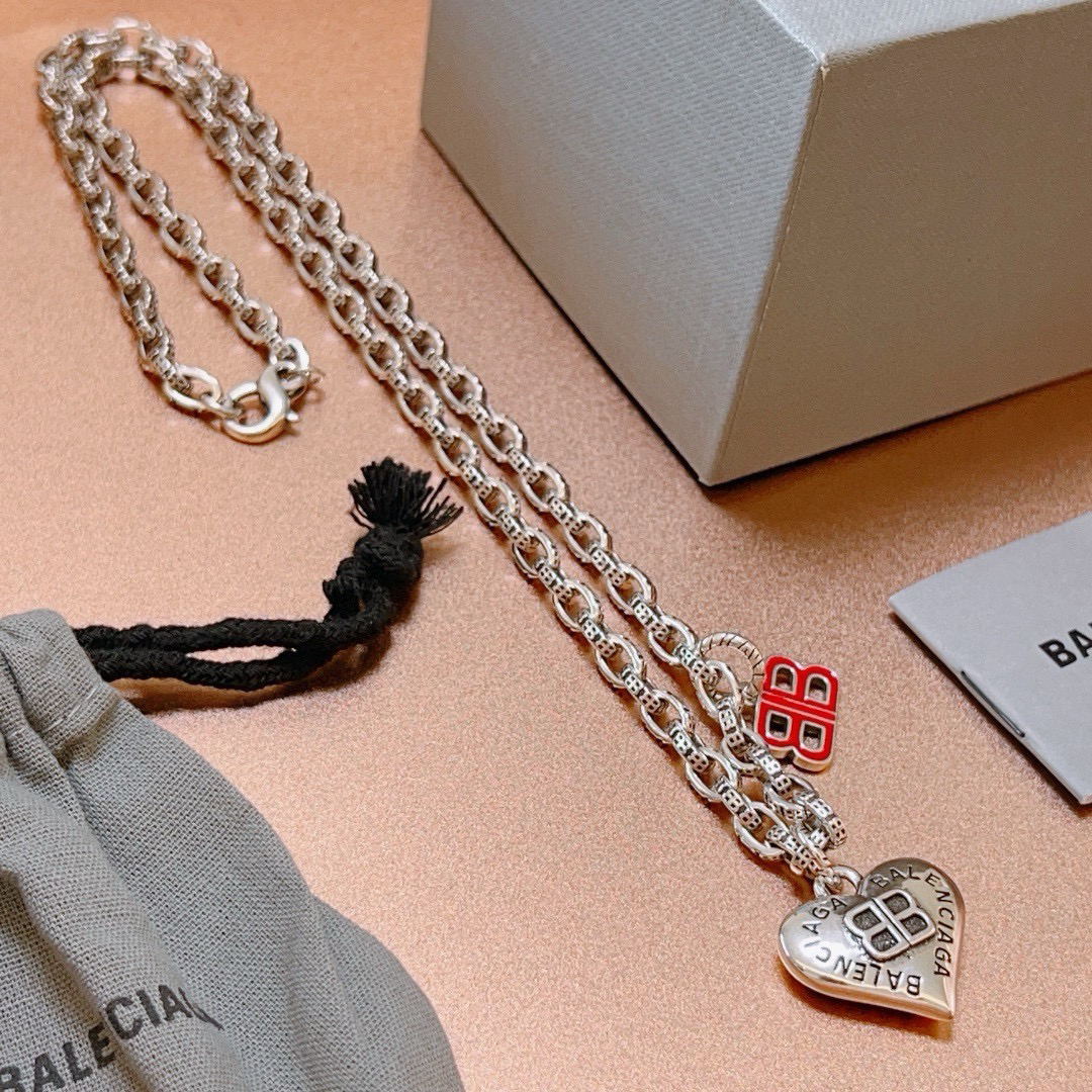 Balenciaga BB Heart Chain Necklace