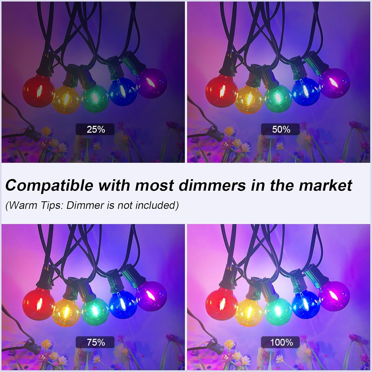 🏆Limited Sale⚡Almost Gone🔥25Ft G40 LED Outdoor Globe Multicolor String Lights