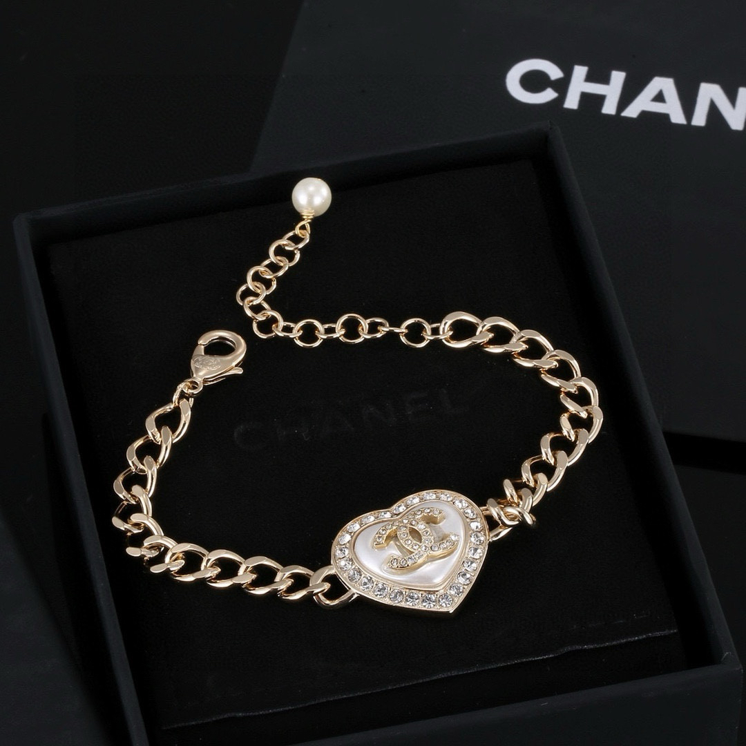 Chanel Heart Peach Bracelet Necklace