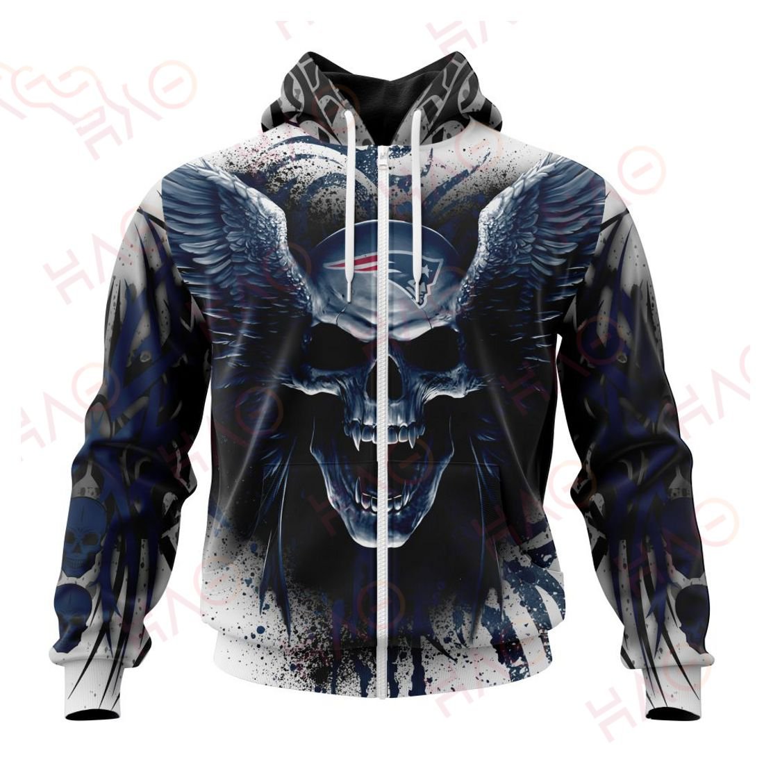 NEW ENGLAND PATRIOTS 3D HOODIE SKULL ART