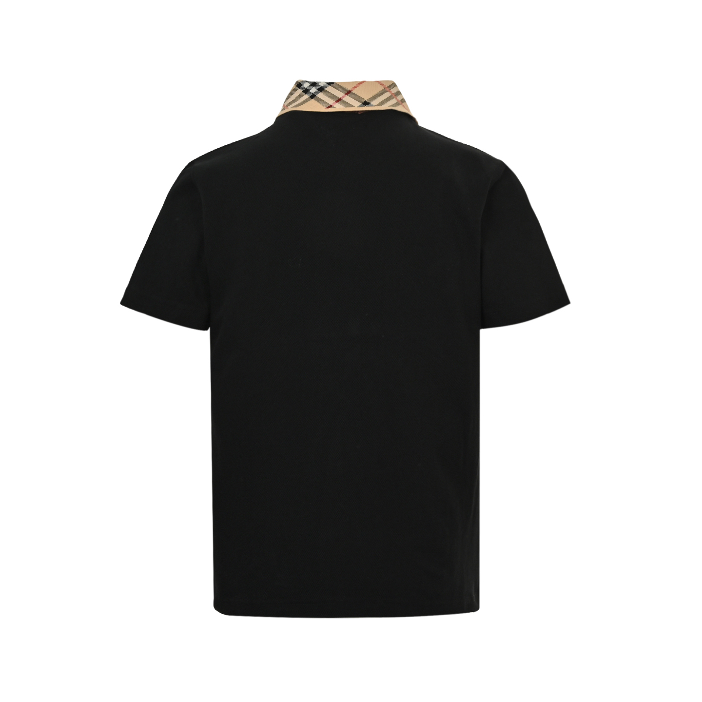 Burberry 25ss leather logo check collar Polo short sleeve