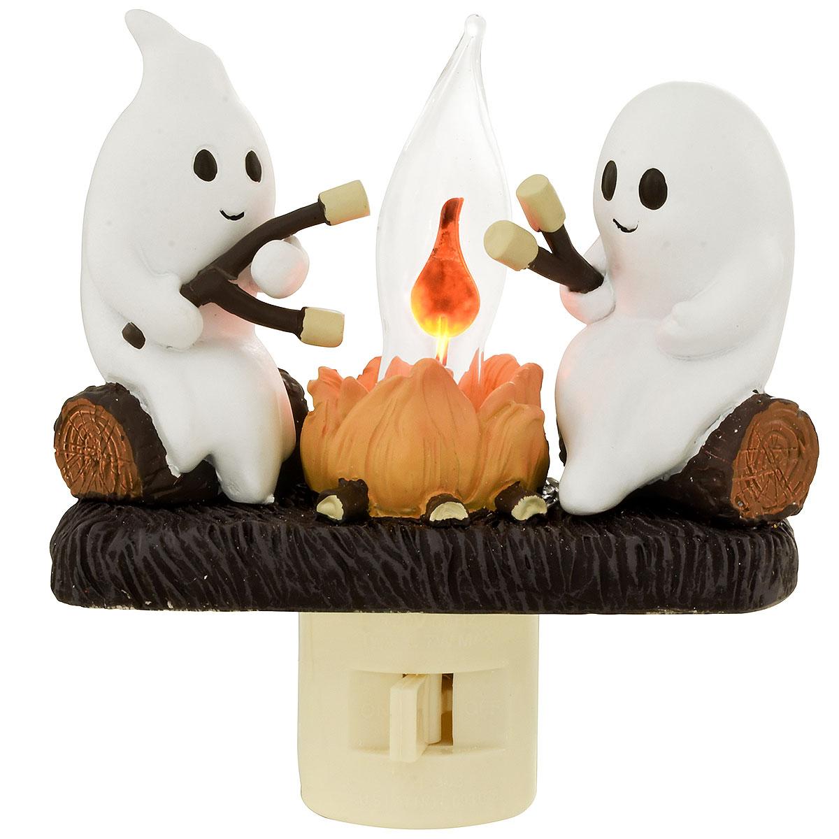👻GHOSTS ROASTING CAMPFIRE S’MORES FLICKER FLAME NIGHT LIGHT🔥