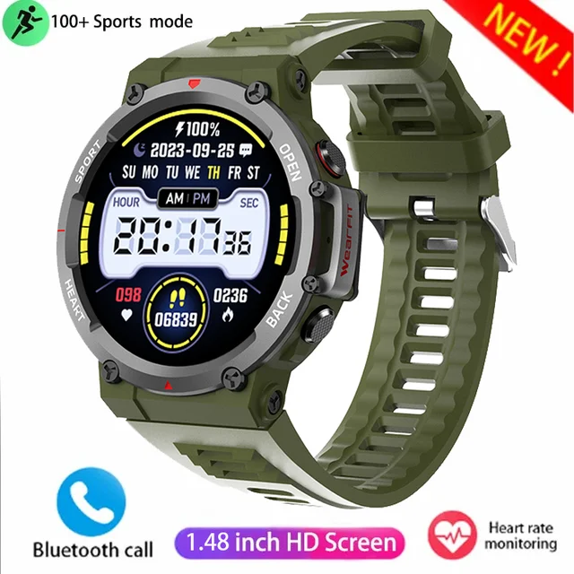 2024 New outdoor HD Bluetooth call men's smartwatch 1.48inch full screen touch heart rate and blood pressure monitoring + box