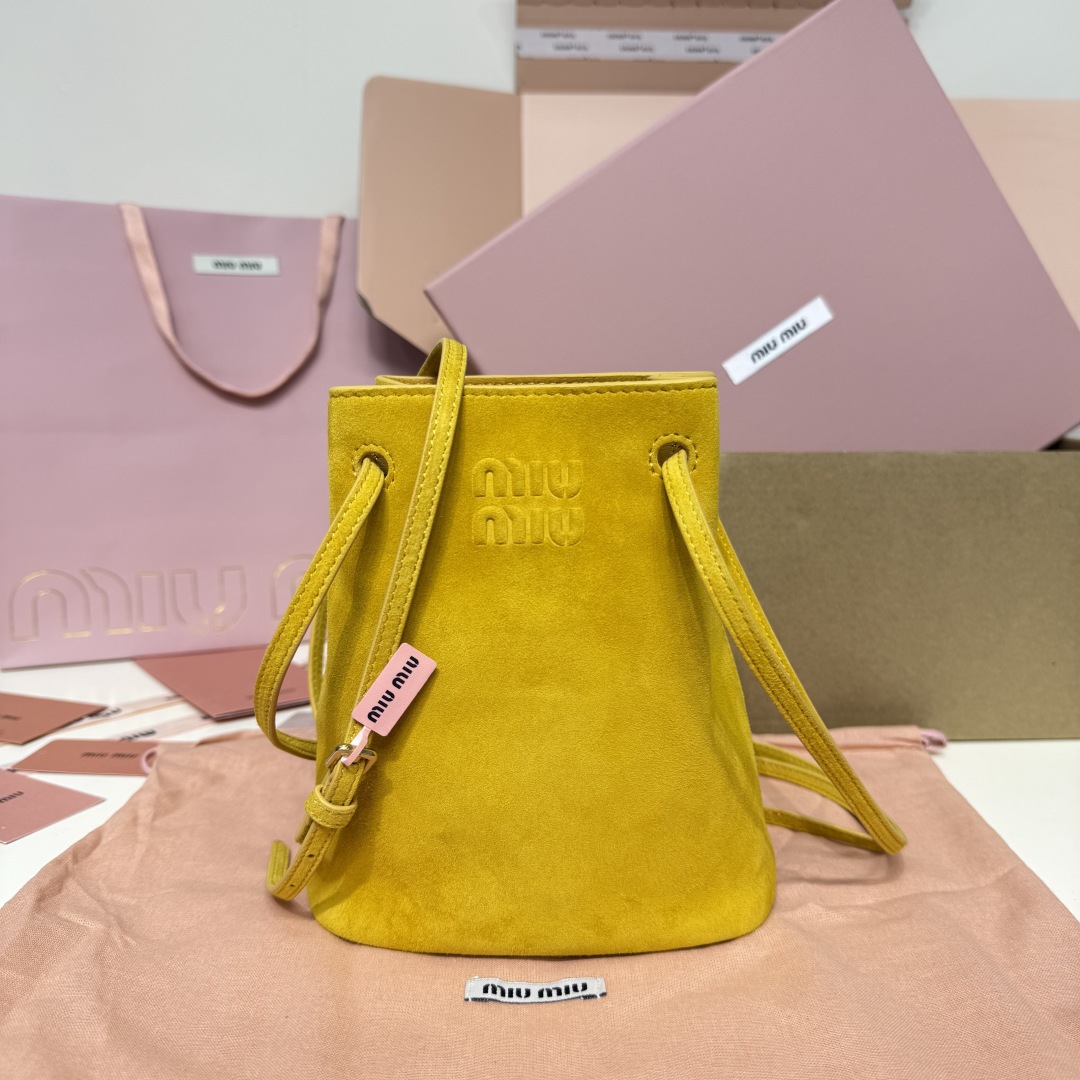 Miu Miu Suede Mini Bucket Bag 5NF460