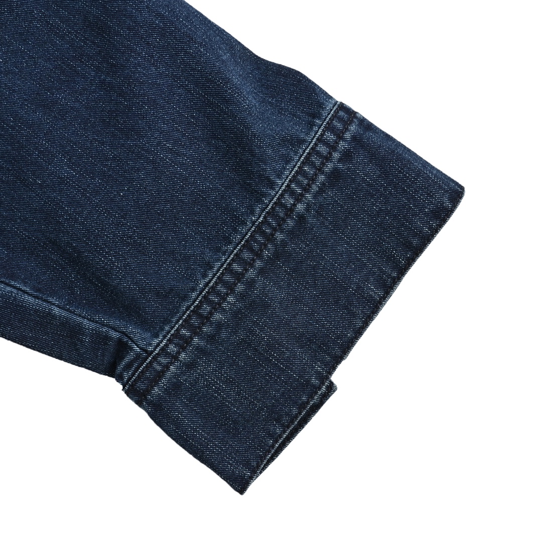Loewe 24Fw denim shirt jacket with elbow embroidered logo