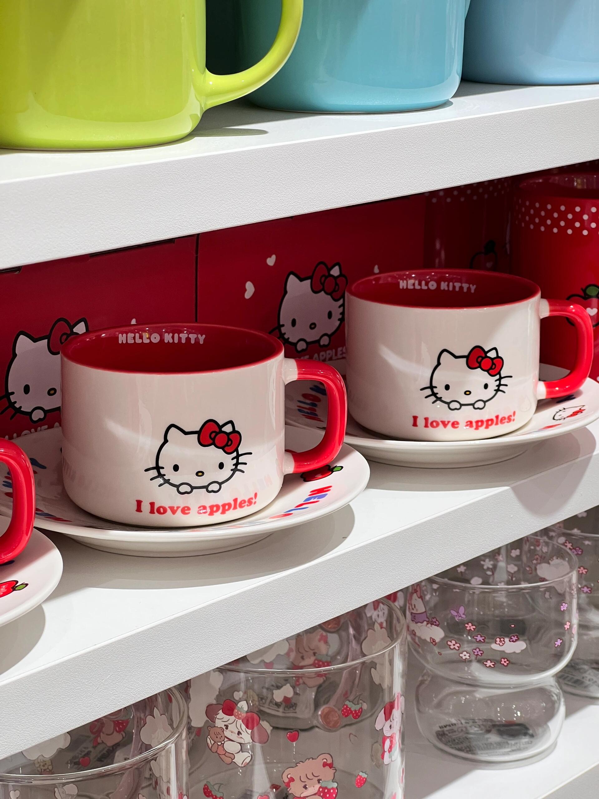 Hellokitty 50th Anniversary Ceramic Coffee Mug Cup with Saucer