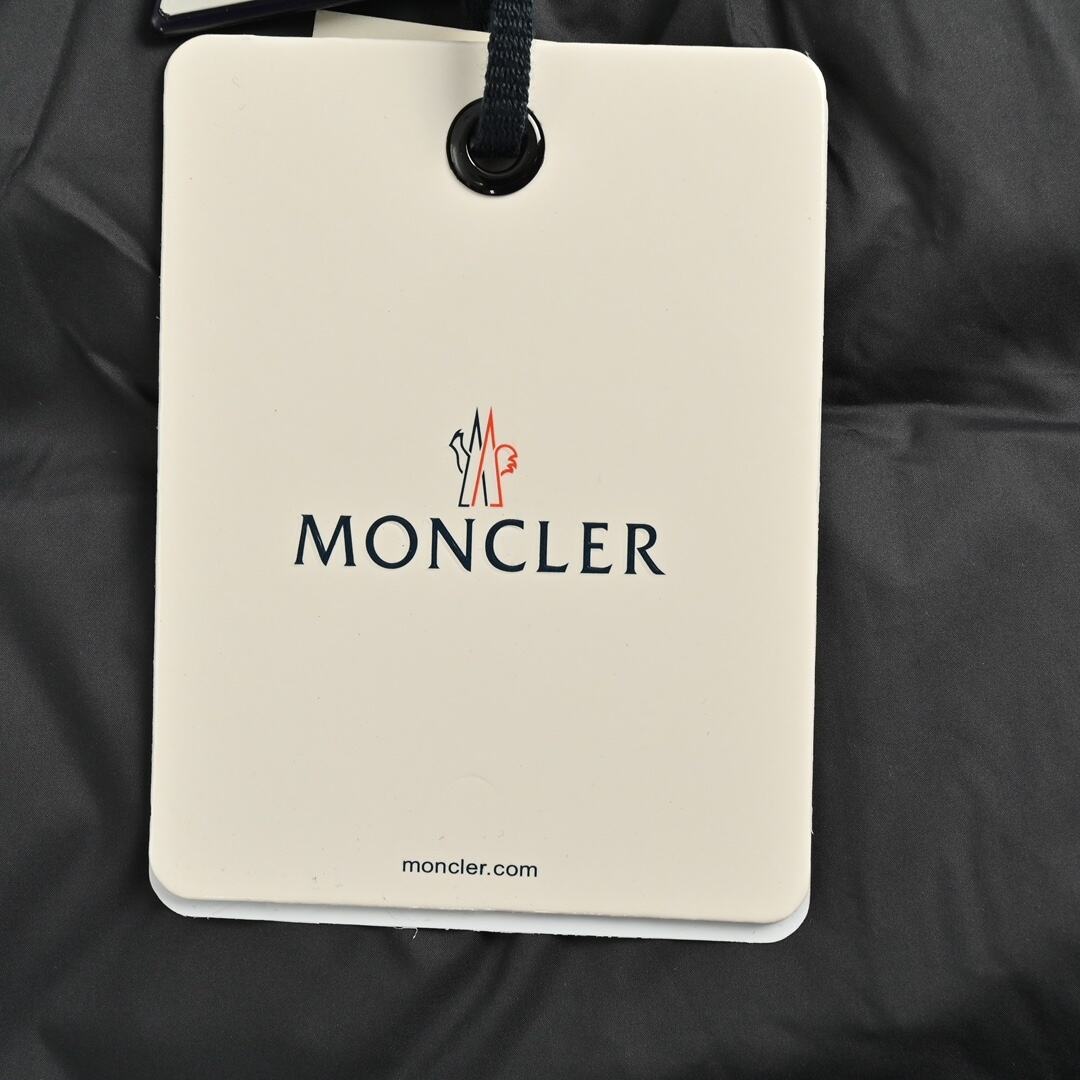 Moncler three-color sleeve striped ribbon stand collar down jacket