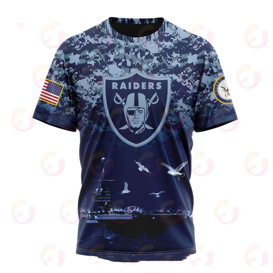 LAS VEGAS RAIDERS 3D HOODIE HONOR US NAVY VETERANS
