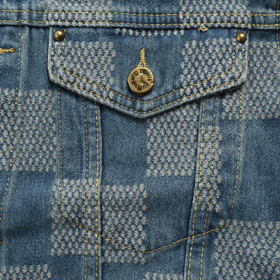 Louis Vuitton 24Fw checkerboard panel washed denim jacket