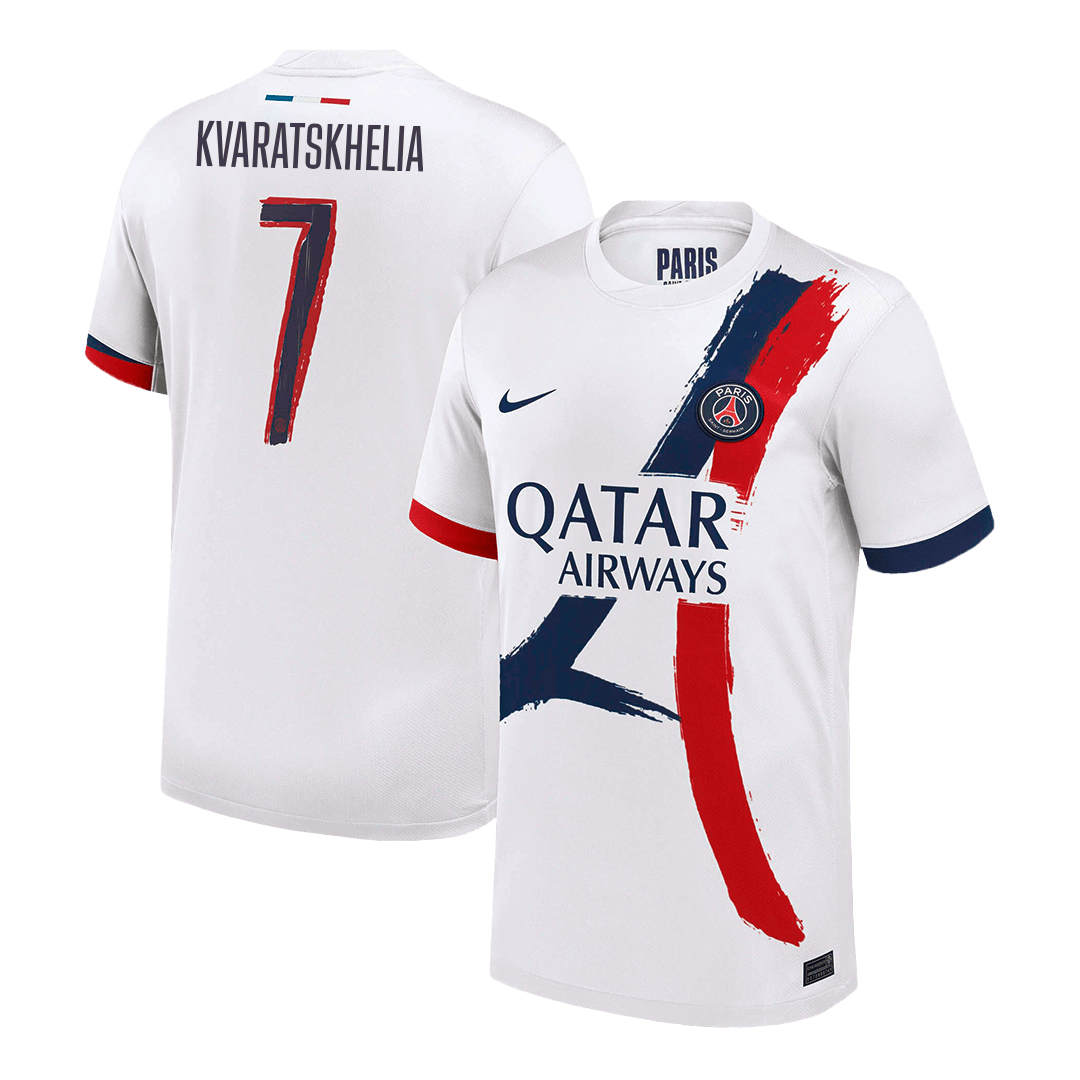 KVARATSKHELIA #7 PSG Away Football Shirt 2024/25 - UCL