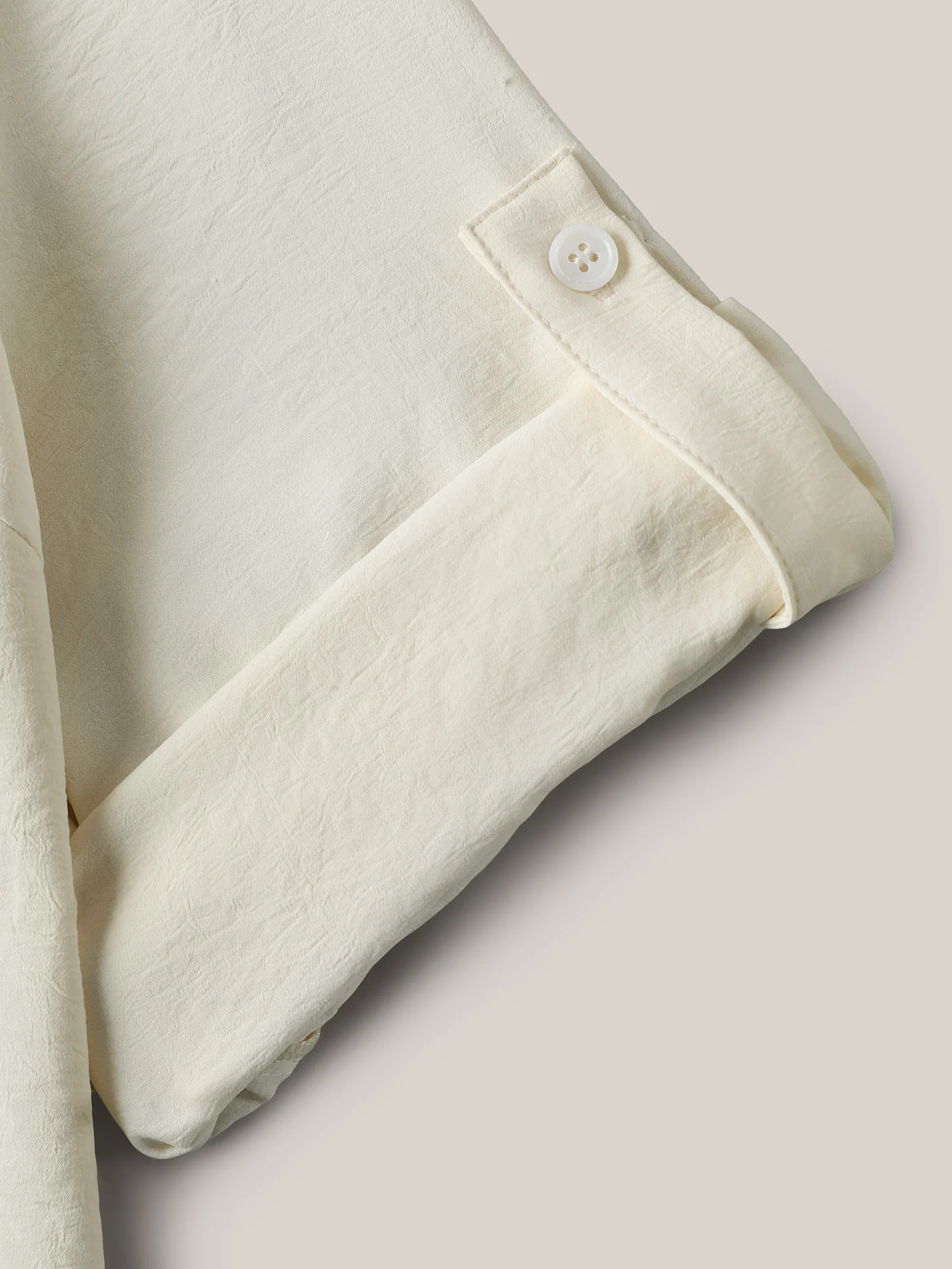 Bow Back Button Placket Solid Blouse