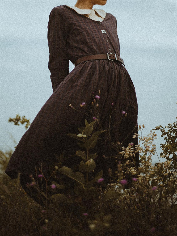 Vintage Classy Plaid Button Up Pleated Maxi Dress