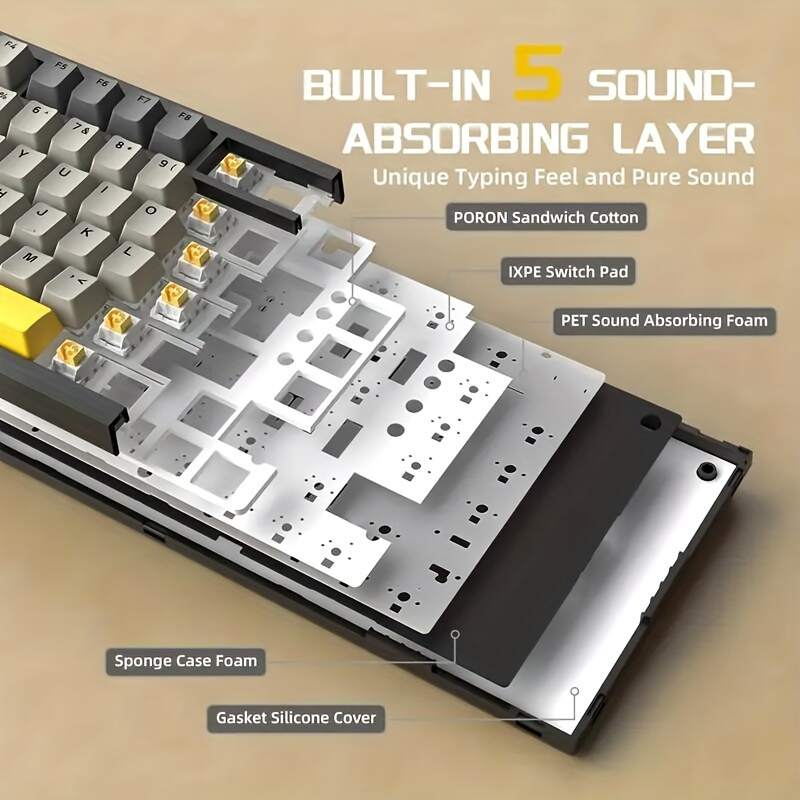 A.JAZZ X Attack Shark AK820 - 75% TKL Wired Mechanical Gaming Keyboard - Hot Swap, Upgraded Washer, RGB Backlight, NKRO, Ergonomic Moon for Switch for PC/Win, Pad