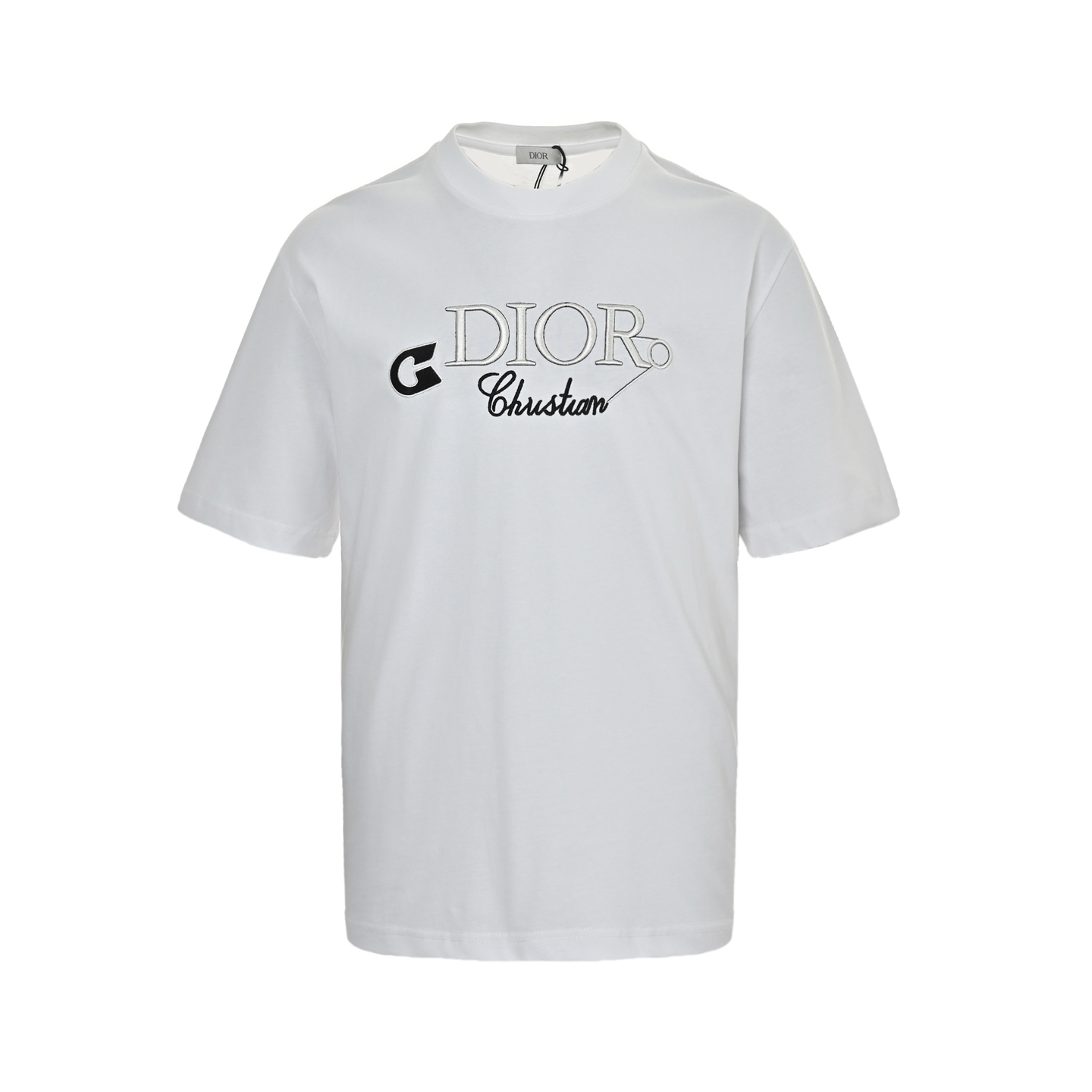 Dior pin embroidered lettering logo short sleeve