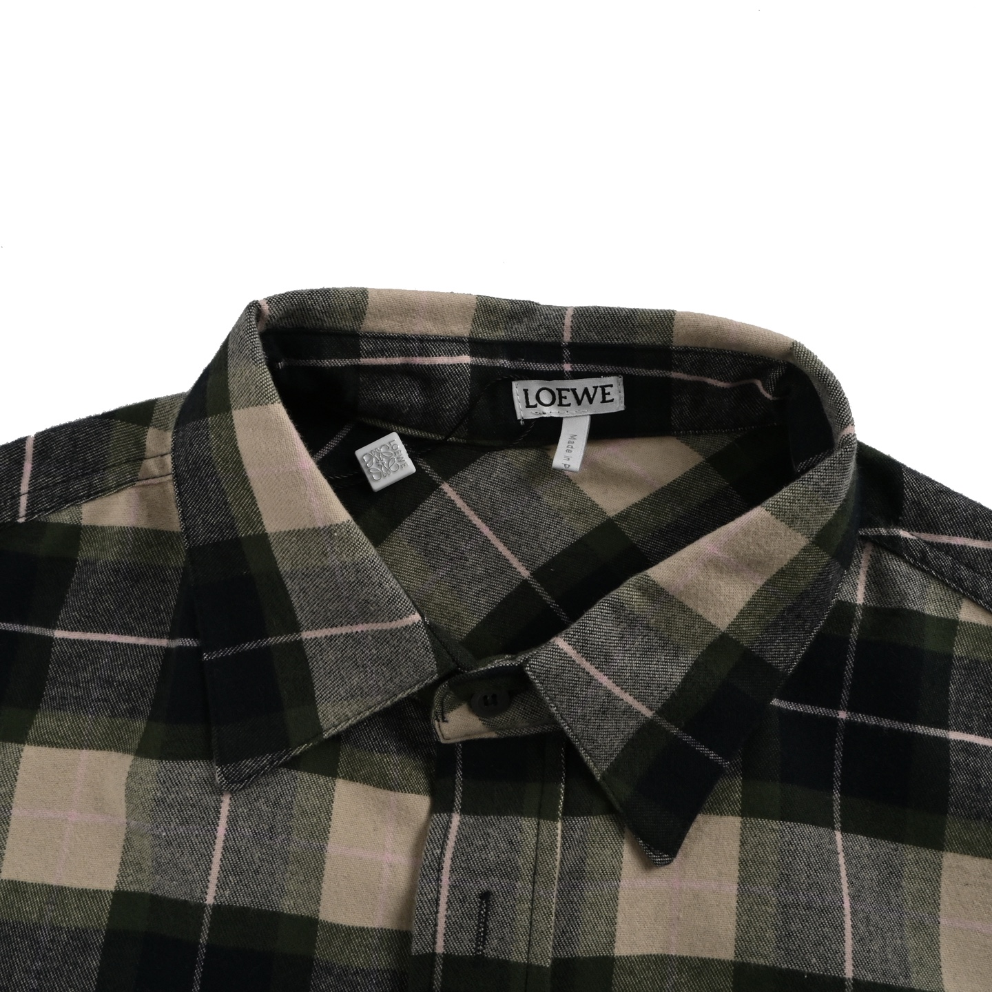 Loewe 25ss cuff leather checked shirt jacket