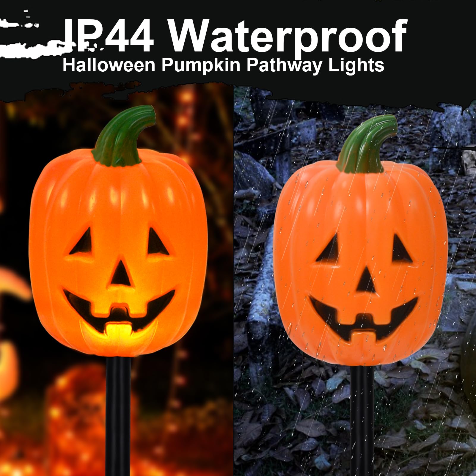 💥ON SALE💥Set of 5-Halloween Decorative Solar Pumpkin Stake Lights – Waterproof ✨