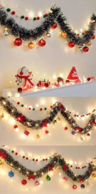 Christmas decoration supplies sliver Christmas tree elk bunting window scene layout