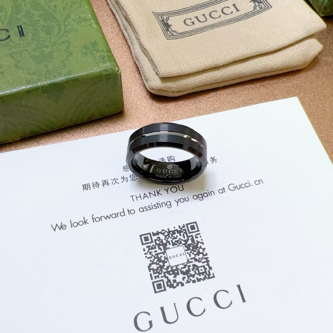 GUCCI Black Hollow Ring