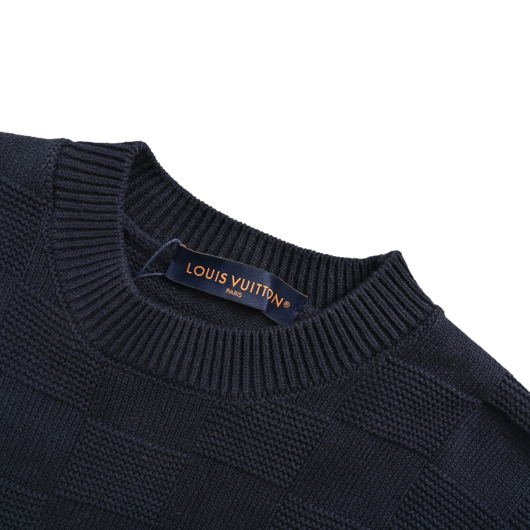 Louis Vuitton 24Fw Pocket Beaded Embroidered Checkerboard Sweater