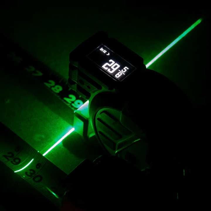 Professional Digital Tape Measure - Accurate Measuring Tool with Green Laser, E-Paper Measuring List, Measurements Shared Over Bluetooth, Replaceable Blades
