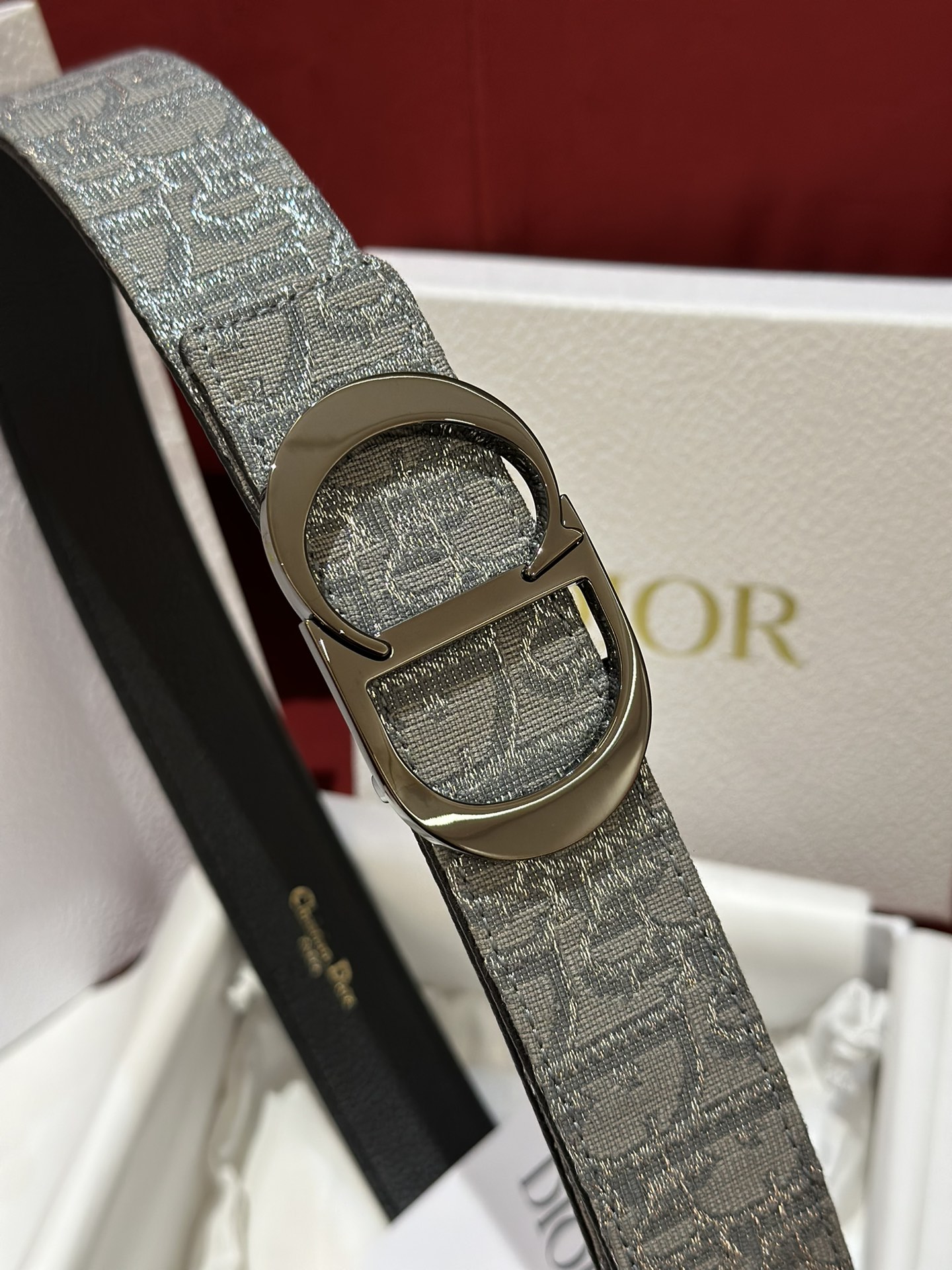 Dior CD Buckle Canvas Leather Belt 3.5CM Width