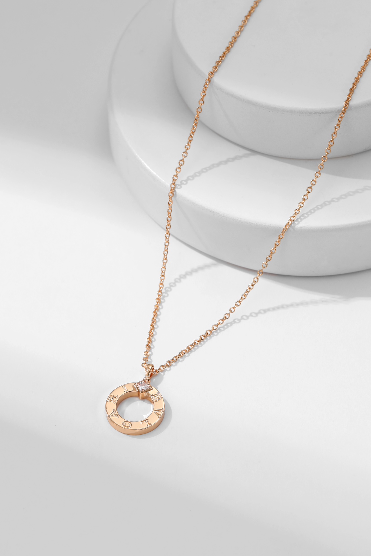 Bulgari logo engraved diamond necklace