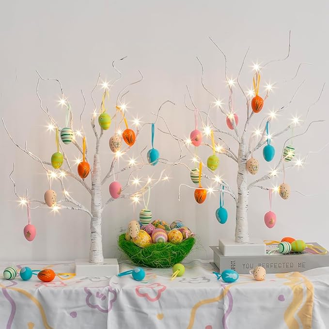 Easter Birch Tree Egg Decorative Lights💥（Free 24 eggs of random colors）