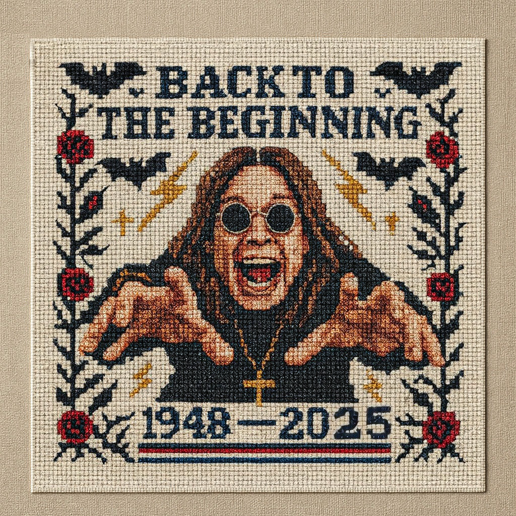 Ozzy Osbourne 1948-2025 Memorial Cross Stitch Kit