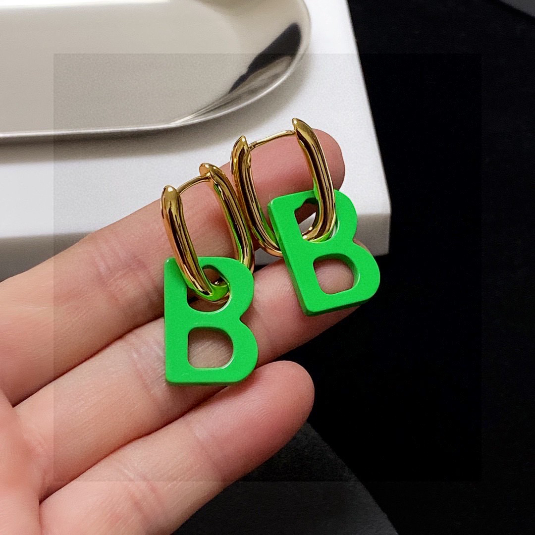 Balenciaga BB Green Earrings