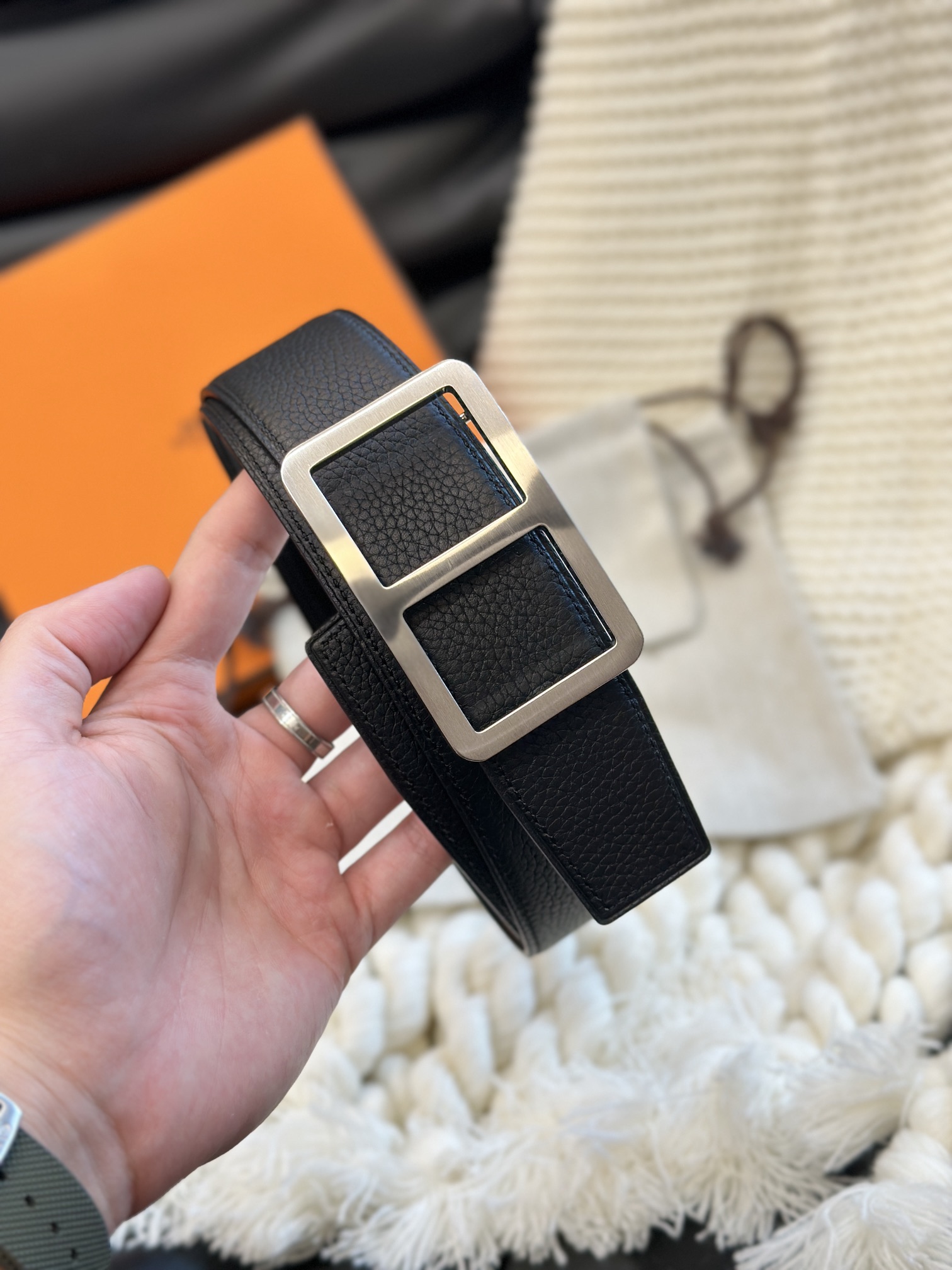 Hermès Men's Double-Faced Cowhide Belt