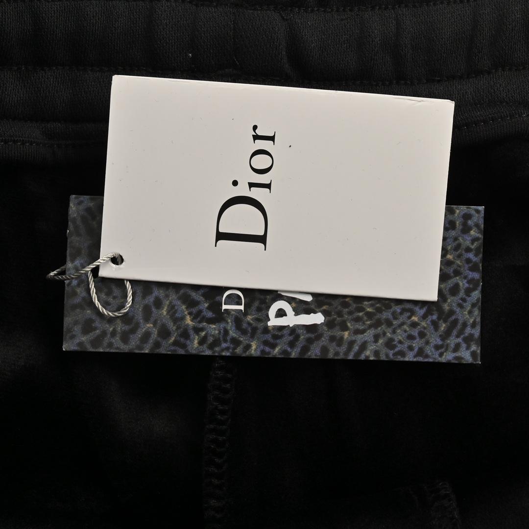 Dior 24Fw embroidered logo back pocket leather patch trousers