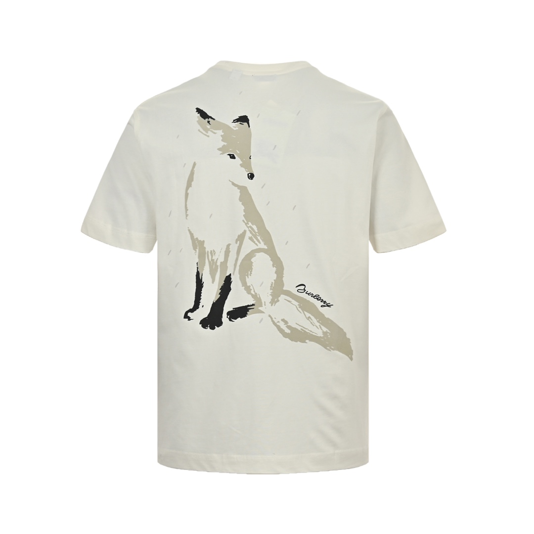 Burberry 24ss flocked fox print short sleeves