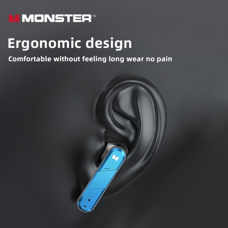 Monster XKT09 TWS Wireless Headphones High Quality Ultra Long Standby,Built-in Mic, Touch Control, USB Charging Case,  Long Hr Battery Earphones, Waterproof For Sport