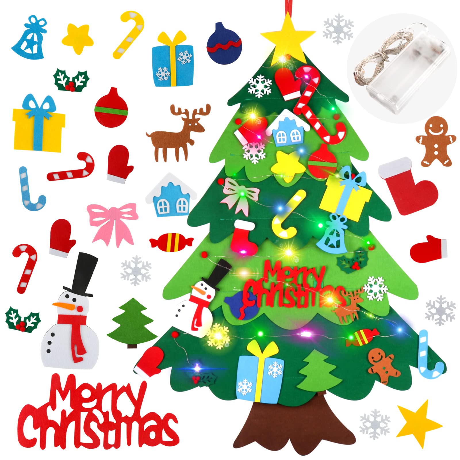 🔥Last Day 49% OFF🔥3.2ft DIY Wall Christmas Tree with LED Lights🎄