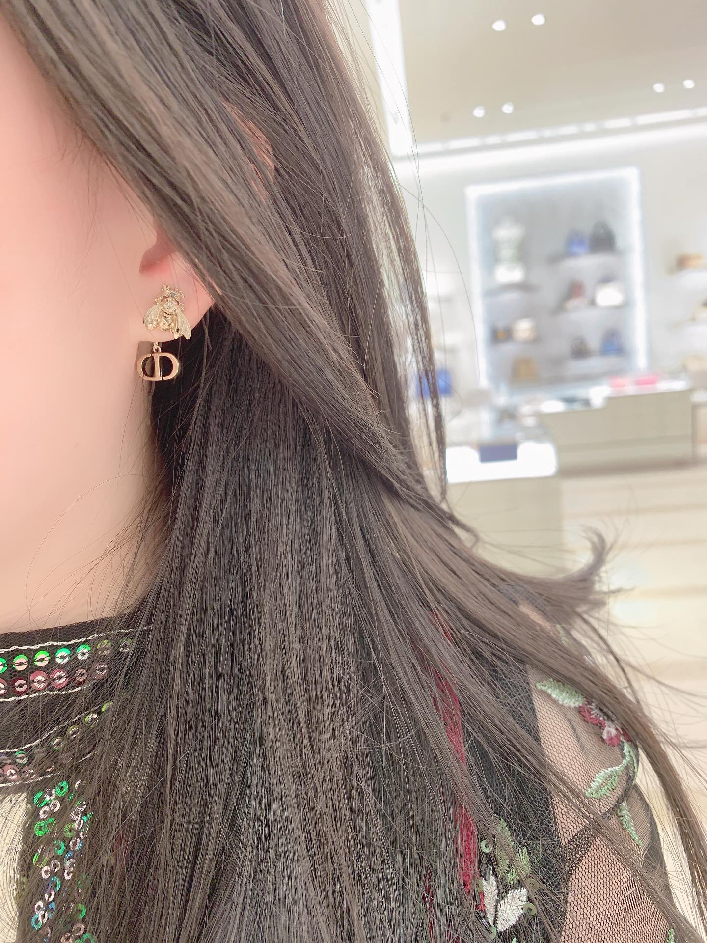 Dior Bee Letter Earrings