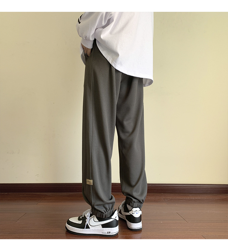 Gray Waffle pants Loose nine-cent hip panty size