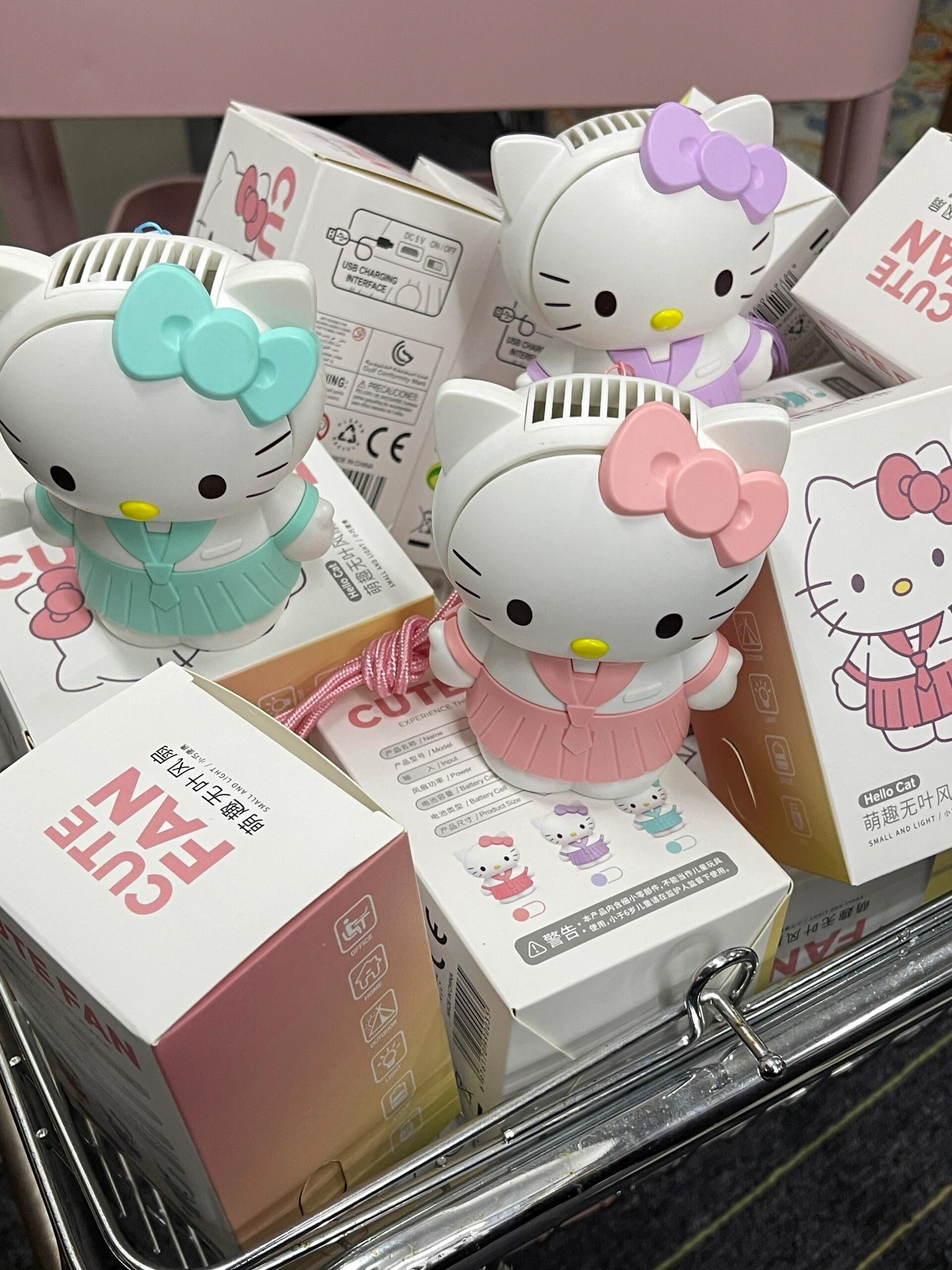 Hellokitty Handheld Mini Portable Fan Rechargeable Personal Desk Fan Small Hand Fan for Outdoor Travel Gifts for Women Girls