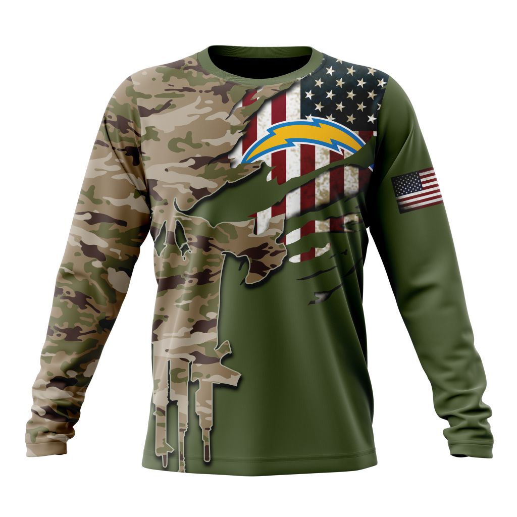 LOS ANGELES CHARGERS 3D HOODIE VETERANS DAY