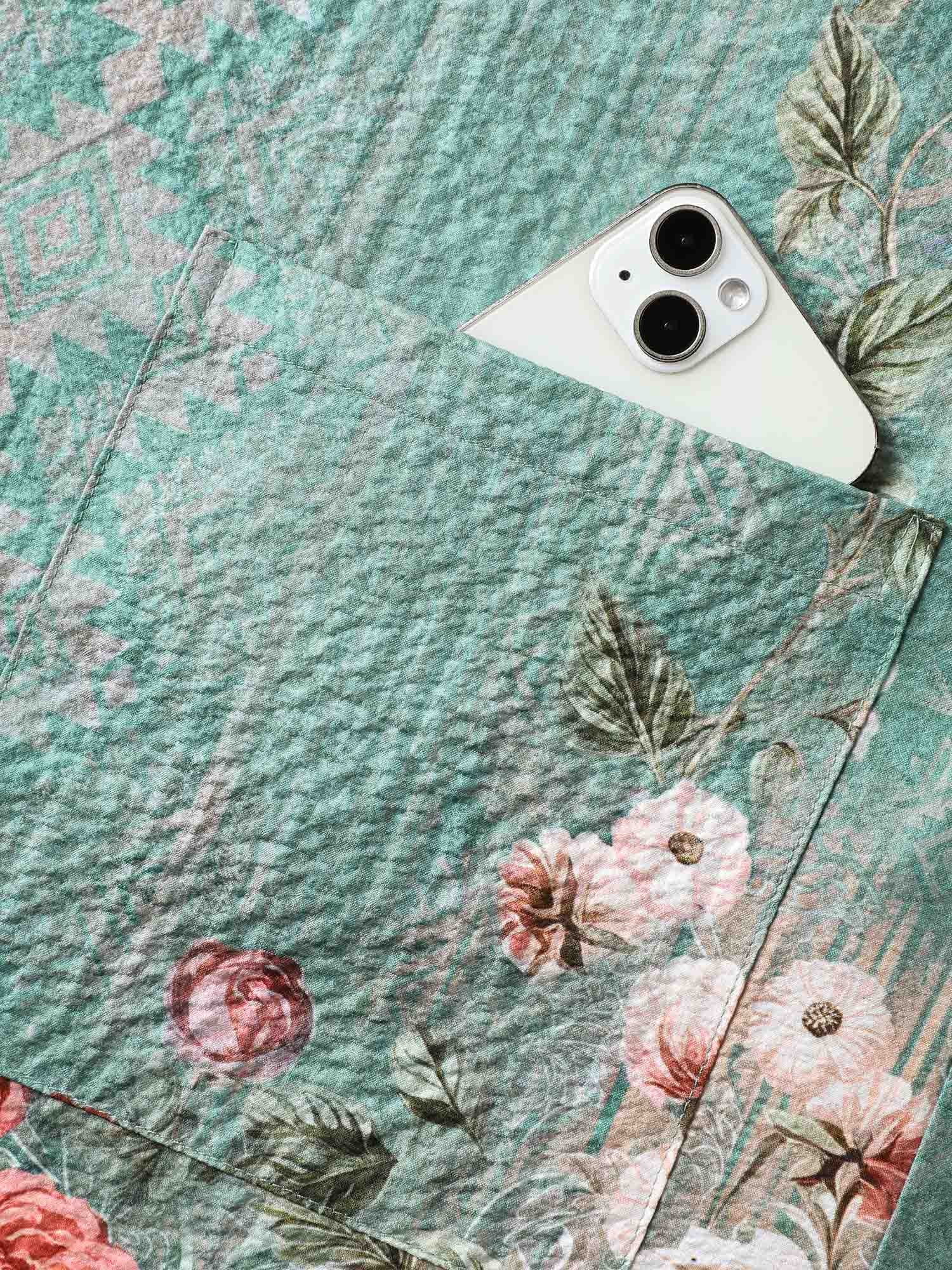 Floral Boho Print Overall Straps Romper