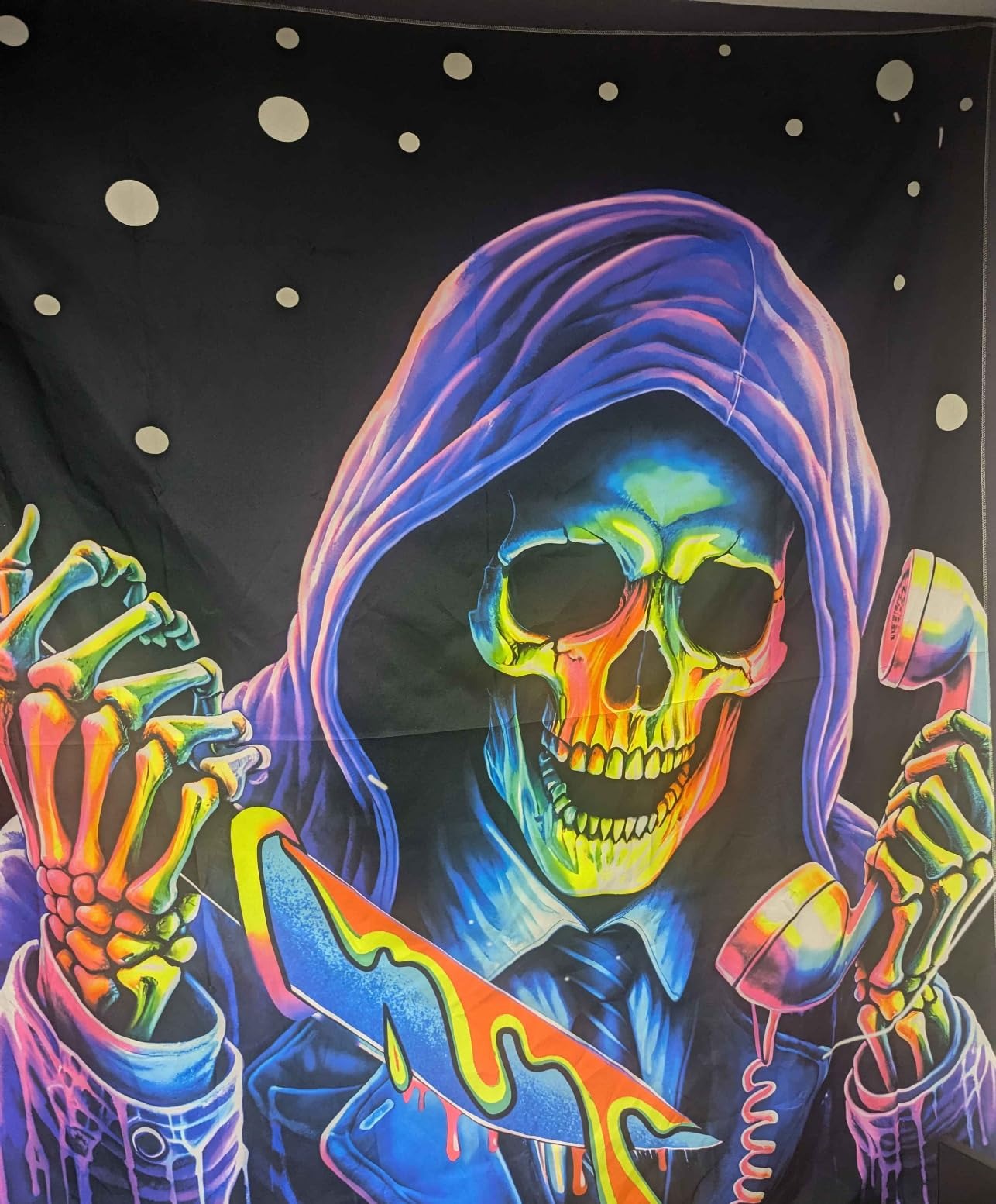 💥ON SALE💥Blacklight Horror Skull Tapestry💀💀💀