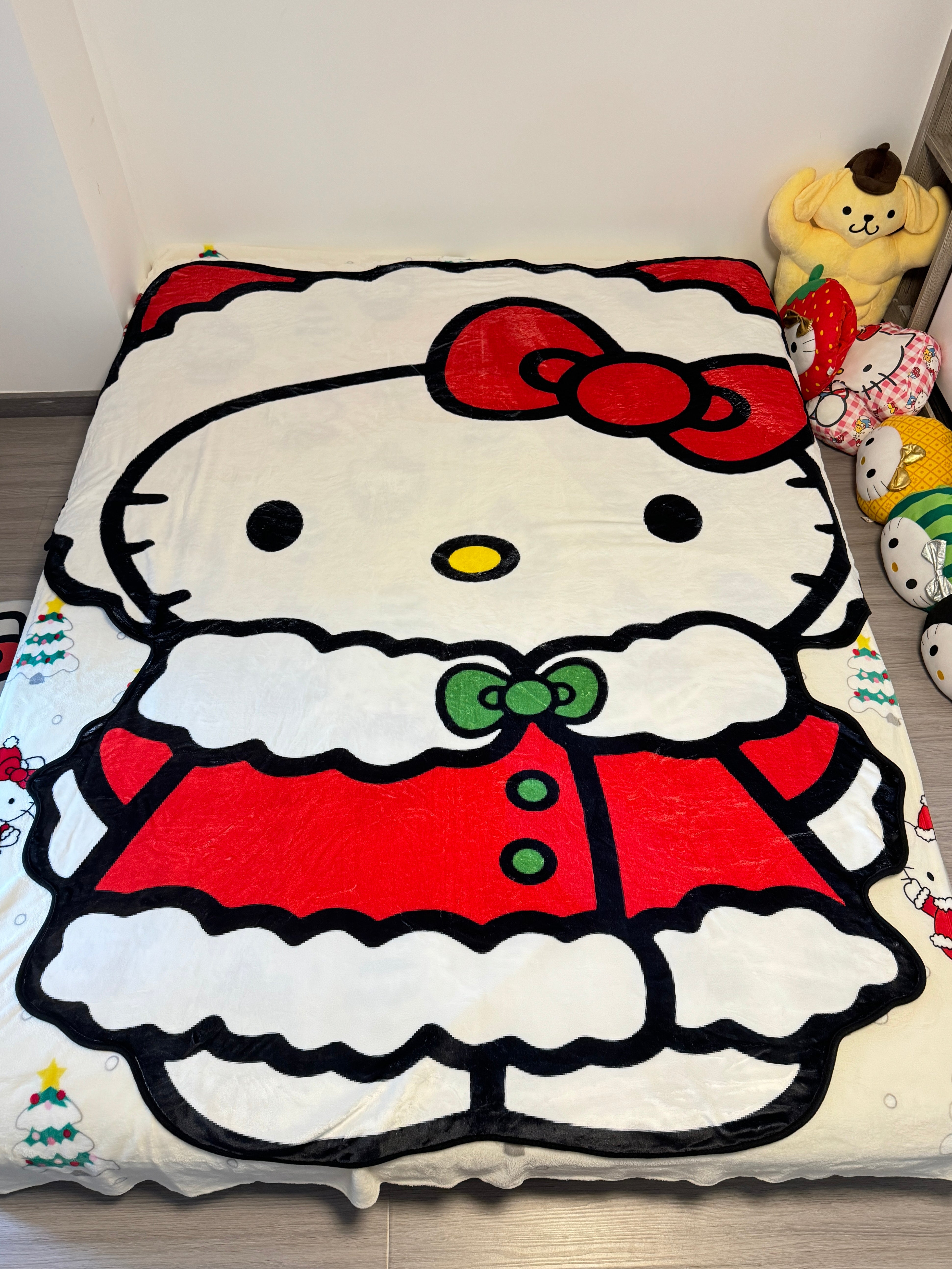 KT Shape Christmas Blanket Flannel Throw Blanket Cute Blanket Lightweight Soft Cozy for Bed Kids Adult Womens Gifts for Christmas |Thicker Version