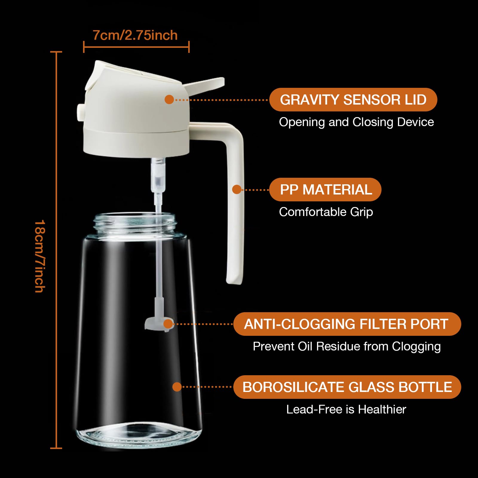 ❤️Early Mother's Day Sale 60% OFF❤️Oil Sprayer for Cooking, 2 in 1 Olive Oil Dispenser Bottle for Kitchen