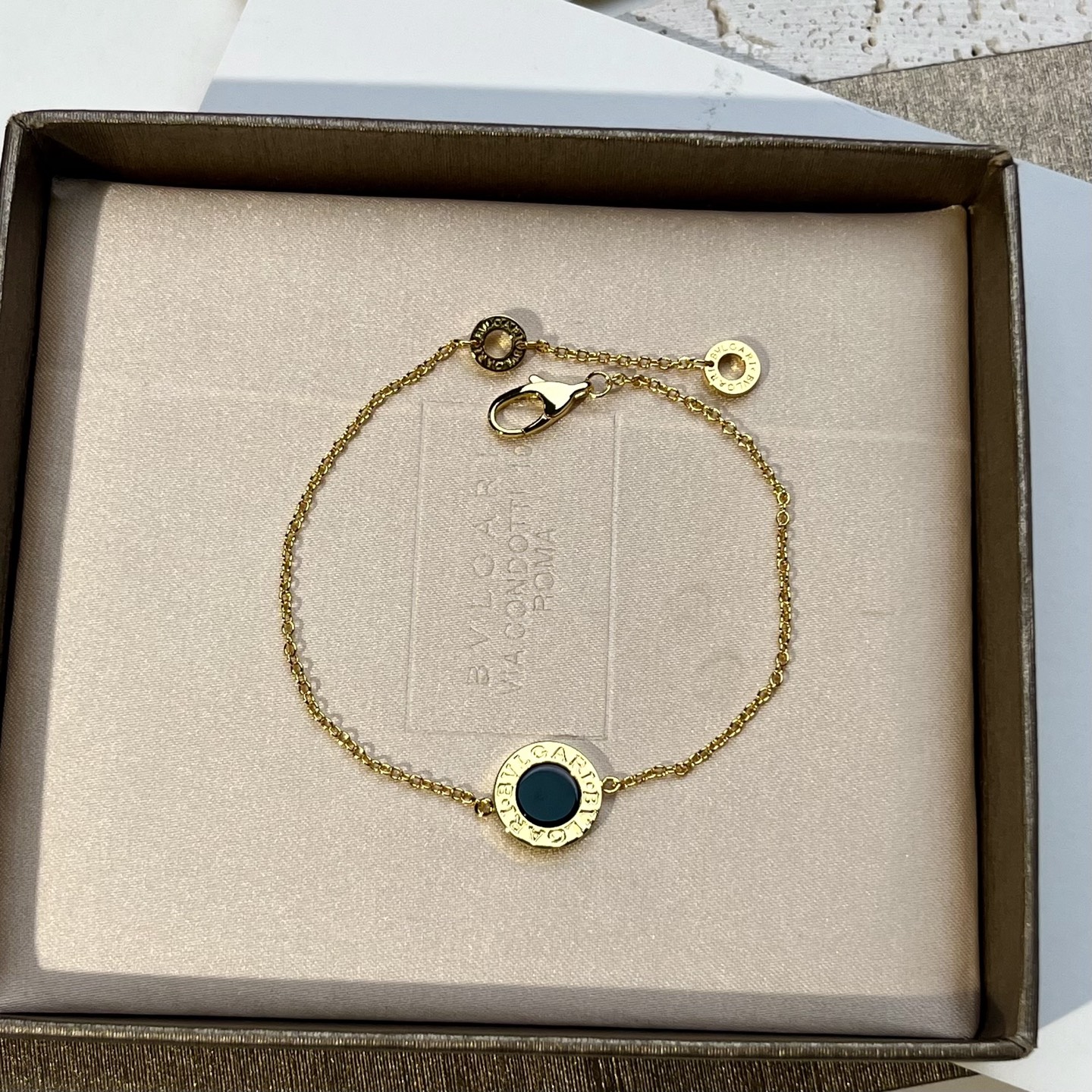 Bulgari round black agate bracelet