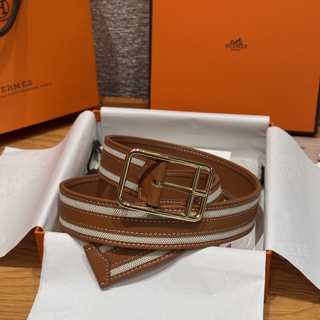 Hermès Half Cod Riviera double-faced leather belt, 3.8cm wide