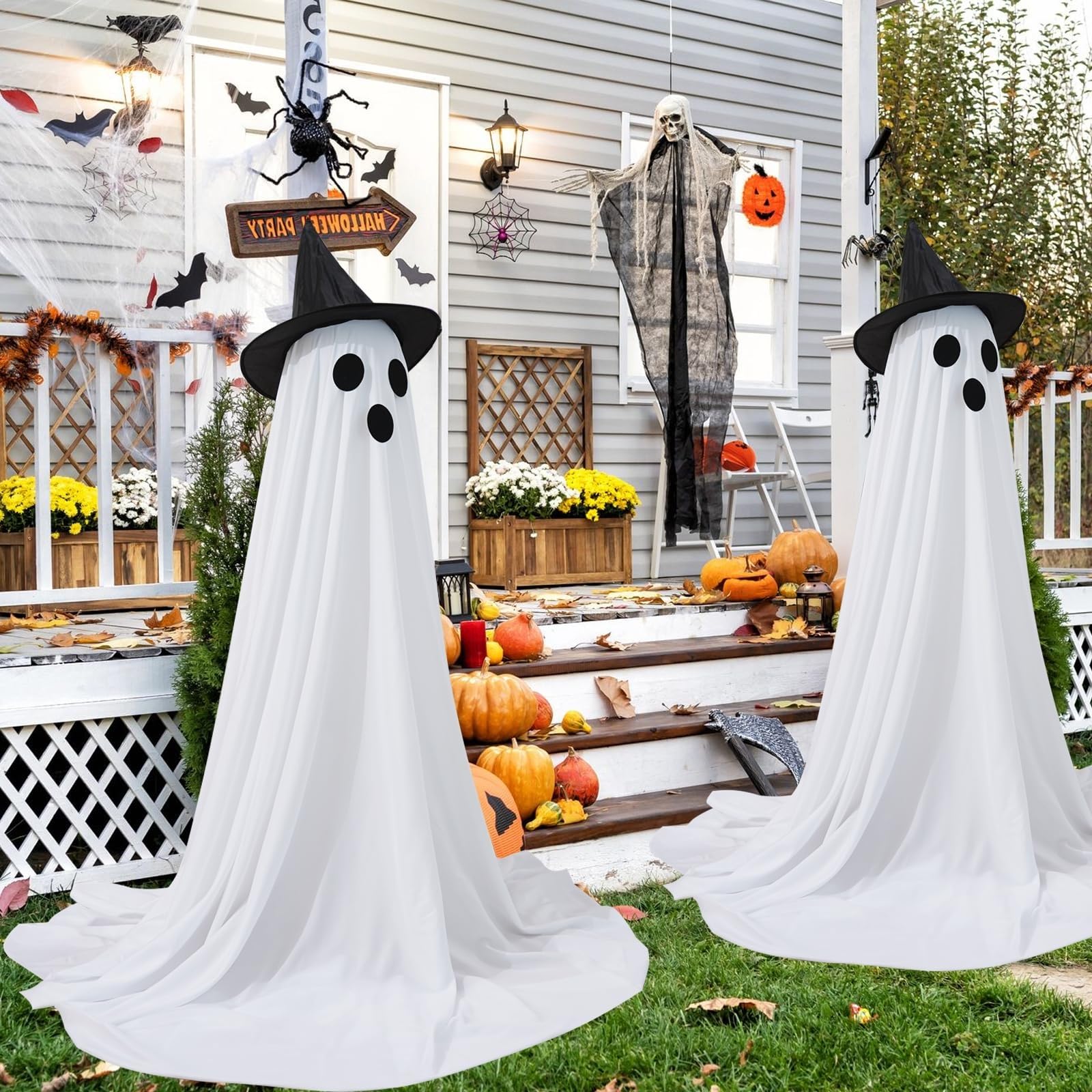 👻Sparkling Spooky Ghost Halloween Decoration-Cute ghost with Witch Hat