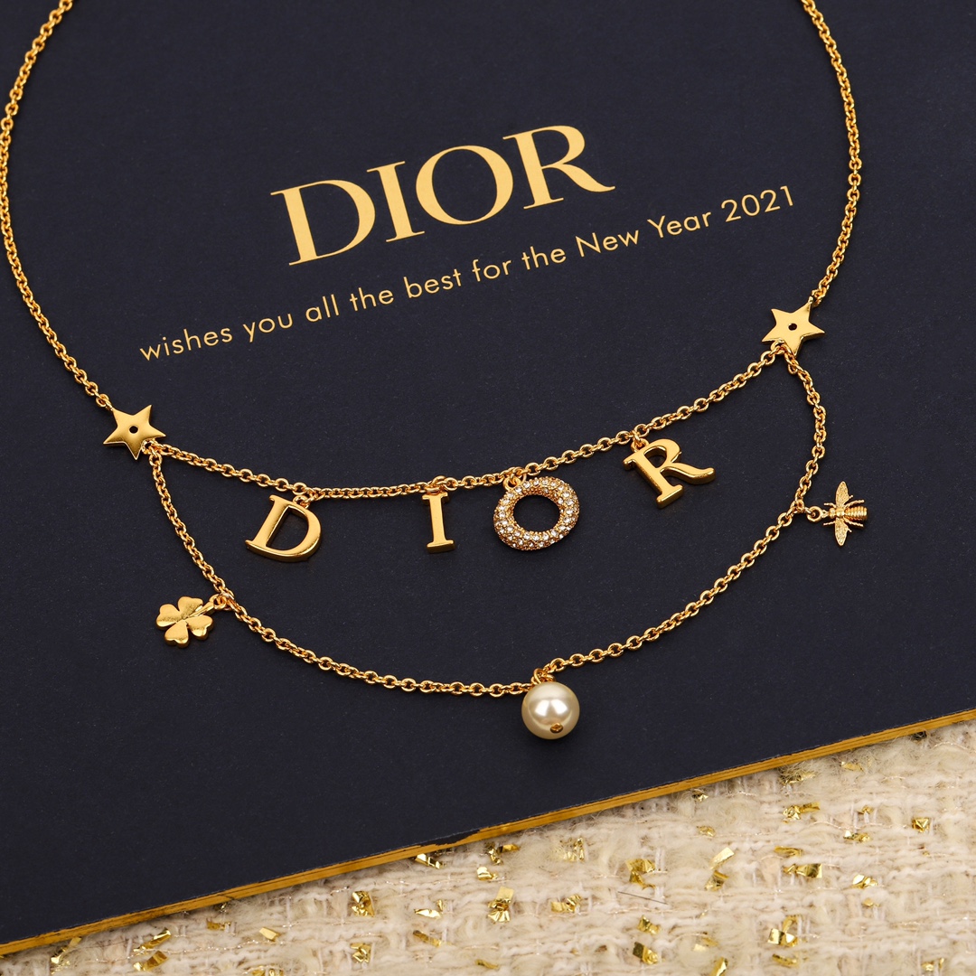Dior Double Letter Bee Star Necklace